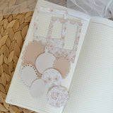 champagne christmas ephemera and sticker die cut pocket, 35+ pieces