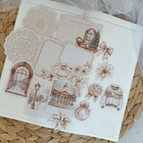 champagne christmas ephemera and sticker die cut pocket, 35+ pieces