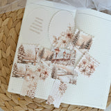 champagne christmas ephemera and sticker die cut pocket, 35+ pieces