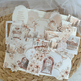 champagne christmas ephemera and sticker die cut pocket, 35+ pieces