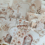 champagne christmas ephemera and sticker die cut pocket, 35+ pieces