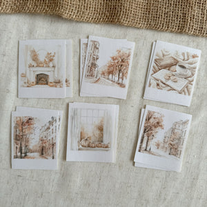 beige autumn home die cut polaroid sticker pocket, vintage sticker, planner sticker, 12 pieces