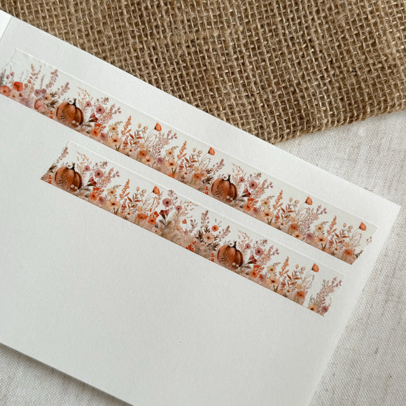 autumn pumpkin and flowers meadow washi tape