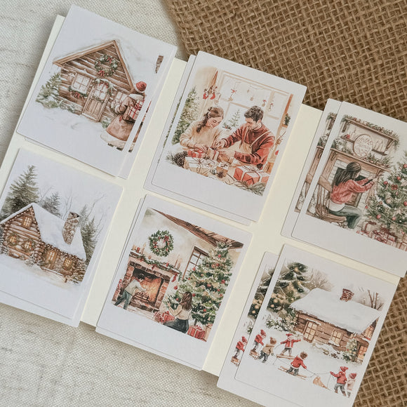 Christmas cottage die cut polaroid sticker pocket, vintage sticker, planner sticker, christmas sticker, polaroid 12 pieces