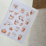 Autumn coffee and tea sticker sheet