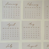 beige elegant 2025 die cut calendar stickers