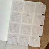 beige elegant 2025 die cut calendar stickers