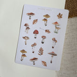 Autumn mushroom sticker sheet