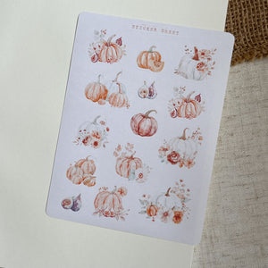 Autumn floral pumpkin sticker sheet