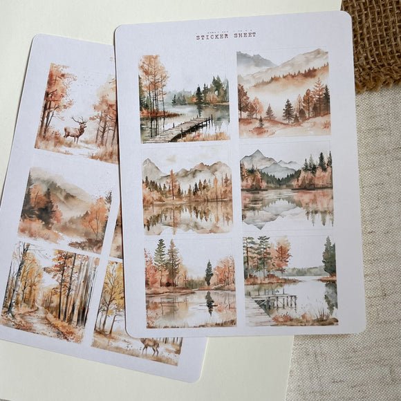 Autumn forrest picture sticker sheet