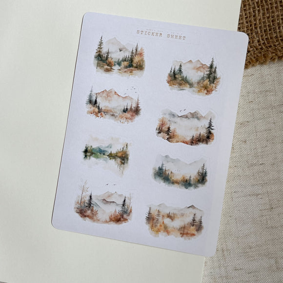 Autumn mountains sticker sheet