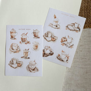 autumn coffee and books mini sticker sheet