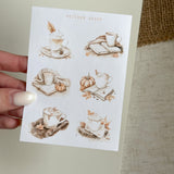 autumn coffee and books mini sticker sheet