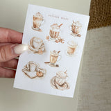 autumn coffee and books mini sticker sheet