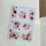 Autumn red floral bouquet sticker sheet