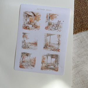 Autumn front porch sticker sheet