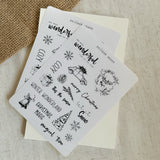 black simple christmas sketches sticker sheet bundle