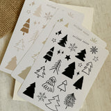 minimalistic christmas big trees sticker sheet bundle