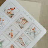 frosty winter post stamp sticker sheet