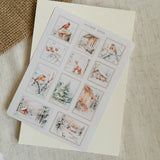 frosty winter post stamp sticker sheet