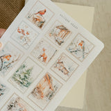 frosty winter post stamp sticker sheet