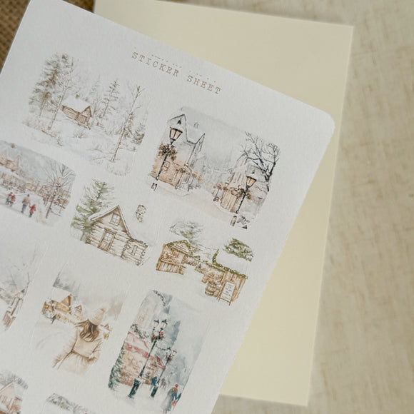 Winter landscape picture scraps sticker sheet