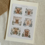 christmas city streets & doors sticker sheet