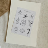 black simple christmas sketches sticker sheet bundle