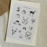 black simple christmas sketches sticker sheet bundle