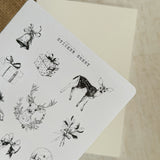 black simple christmas sketches sticker sheet bundle