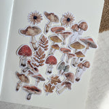 autumn mushroom die cut sticker pocket, address label sticker, planner sticker, 22 pieces