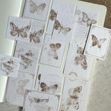 butterfly vintage paper ephemera pocket, label pocket, vintage ephemera, 16 pieces