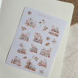 Autumn tea and books sticker sheet