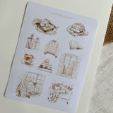 beige autumn home sticker sheet