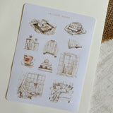 beige autumn home sticker sheet