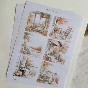 Autumn front porch picture sticker sheet