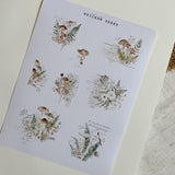 vintage mushroom and fern sticker sheet