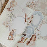 soft cottage ephemera and sticker die cut pocket, 45+ pieces