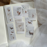 snowed in animals die cut polaroid sticker pocket, planner sticker, christmas sticker, polaroid 12 pieces, northern lights, winter sticker