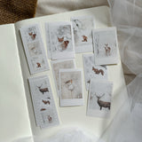 snowed in animals die cut polaroid sticker pocket, planner sticker, christmas sticker, polaroid 12 pieces, northern lights, winter sticker