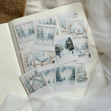 blue christmas die cut polaroid sticker pocket, planner sticker, christmas sticker, polaroid 16 pieces, winter sticker