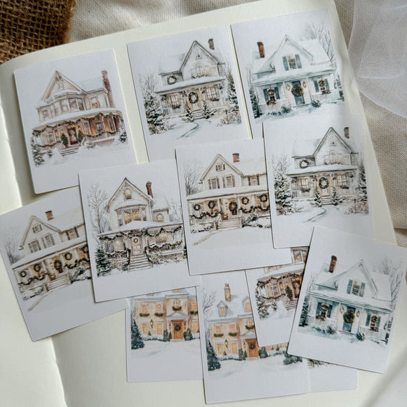 christmas houses die cut polaroid sticker pocket, planner sticker, christmas sticker, polaroid 12 pieces, christmas sticker