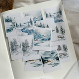 winter landscape die cut polaroid sticker pocket, planner sticker, christmas sticker, polaroid 12 pieces, christmas sticker