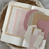 pink valentines day paper set, embossed paper, 16 items