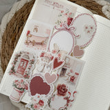 valentines day ephemera and sticker die cut pocket, 35+ pieces