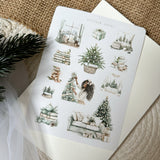 pine tree christmas sticker sheet