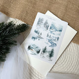 winter night landscape picture sticker sheet