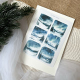 winter night landscape picture sticker sheet