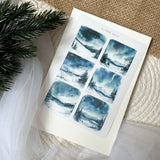 winter night landscape picture sticker sheet