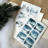 winter night landscape picture sticker sheet